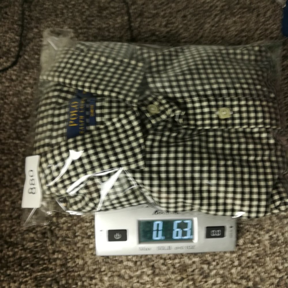 Ralph Lauren Shirt Gingham Checked LS Button Down Black Mens Medium Slim Fit - Picture 9 of 9